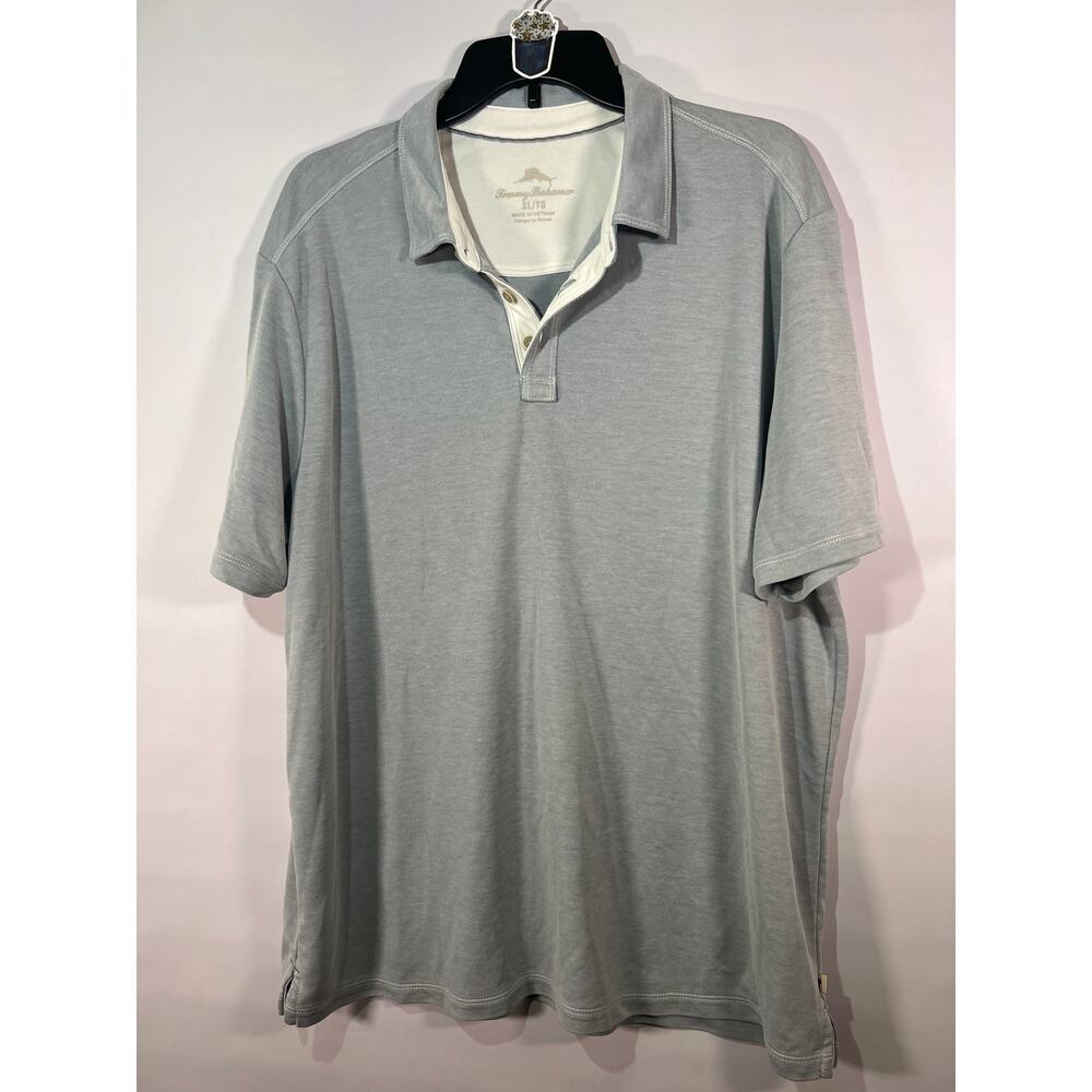 Tommy Bahama Men's Polo Shirt Size XL Gray Marlin Logo Short Sleeve